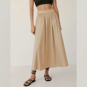 NWOT MANGO Beige A-Line Gathered Skirt